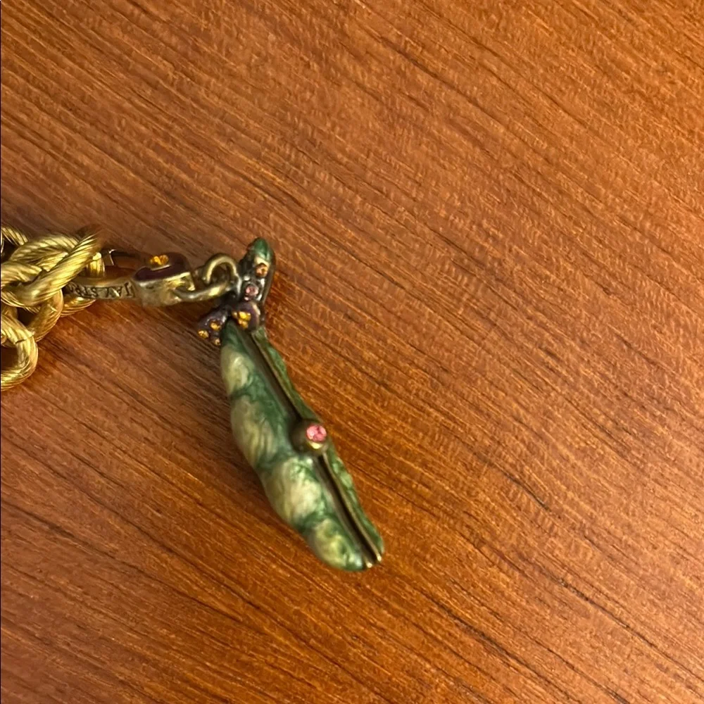 Jay Strongwater Gold Charm Bracelet with Hummingbird and Peas in a Pod Charms - Picture 4 of 5
